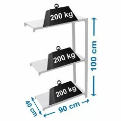 BAUHAUS Simonrack Simonoffice Aktenregal Anbauelement L X B X H: 40 X 90 X 100 Cm, Traglast: 200 Kg/Boden, Anzahl Böden: 3, Grau -Angebote Fliesen Store 12 8252