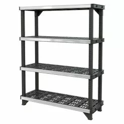 BAUHAUS Kunststoffregal Fused L X B X H: 45,7 X 121,9 X 155,1 Cm, Traglast: 180 Kg/Boden, Anzahl Böden: 4 Stk., Stecken, Schwarz