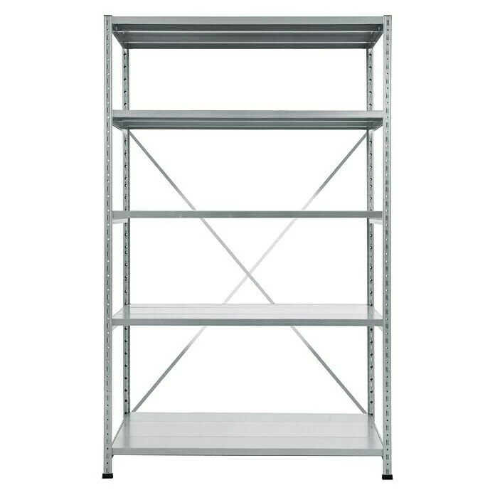 BAUHAUS Scholz Metall-Lagerregal SE Länge: 500 Mm, Breite: 1.050 Mm, Höhe: 1.920 Mm, Traglast: 170 Kg/Boden, Anzahl Böden: 5 Stk. 1 BAUHAUS Scholz Metall-Lagerregal SE Länge: 500 Mm, Breite: 1.050 Mm, Höhe: 1.920 Mm, Traglast: 170 Kg/Boden, Anzahl Böden: 5 Stk.