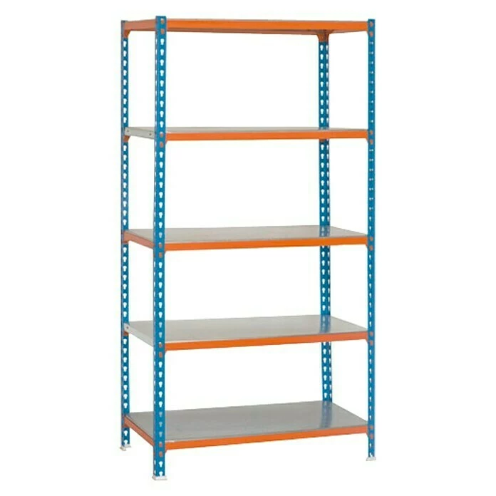 BAUHAUS Simonrack Simonclick Metallregal L X B X H: 40 X 90 X 180 Cm, Traglast: 180 Kg/Boden, Anzahl Böden: 5 Stk., Stecken, Blau/Orange 1 BAUHAUS Simonrack Simonclick Metallregal L X B X H: 40 X 90 X 180 Cm, Traglast: 180 Kg/Boden, Anzahl Böden: 5 Stk., Stecken, Blau/Orange