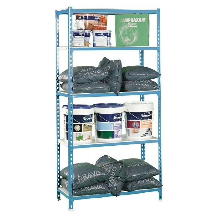 BAUHAUS Simonrack Simonclick Metallregal Mini L X B X H: 40 X 80 X 180 Cm, Traglast: 180 Kg/Boden, Anzahl Böden: 5 Stk., Stecken, Blau/Weiß 3 BAUHAUS Simonrack Simonclick Metallregal Mini L X B X H: 40 X 80 X 180 Cm, Traglast: 180 Kg/Boden, Anzahl Böden: 5 Stk., Stecken, Blau/Weiß – Bild 3