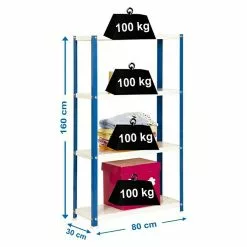 BAUHAUS Simonrack Homeclassic Metallregal L X B X H: 30 X 80 X 160 Cm, Traglast: 100 Kg/Boden, Anzahl Böden: 4 Stk., Schrauben, Blau -Angebote Fliesen Store 12 8387