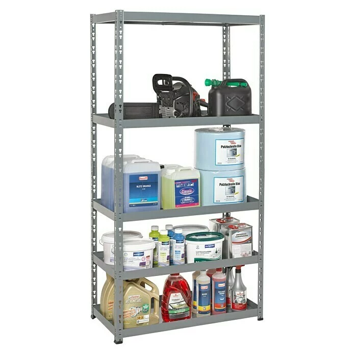 BAUHAUS Metall-Schwerlastregal 450 X 900 X 1.800 Mm, Traglast: 150 Kg/Boden, Versenkte Böden, Stecken 3 BAUHAUS Metall-Schwerlastregal 450 X 900 X 1.800 Mm, Traglast: 150 Kg/Boden, Versenkte Böden, Stecken – Bild 3