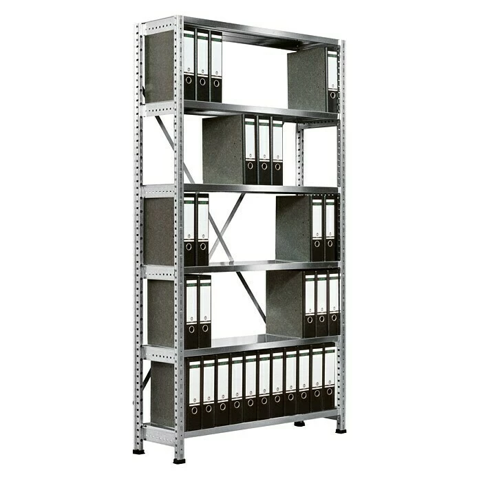 BAUHAUS Scholz Aktenregal Grundelement Länge: 850 Mm, Breite: 300 Mm, Höhe: 1.920 Mm, Traglast: 100 Kg/Boden, Anzahl Böden: 6 Stk. 1 BAUHAUS Scholz Aktenregal Grundelement Länge: 850 Mm, Breite: 300 Mm, Höhe: 1.920 Mm, Traglast: 100 Kg/Boden, Anzahl Böden: 6 Stk.