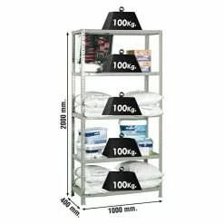 BAUHAUS Simonrack Comfort Metallregal L X B X H: 40 X 100 X 200 Cm, Traglast: 100 Kg/Boden, Anzahl Böden: 5 Stk., Schrauben, Grau -Angebote Fliesen Store 12 8445