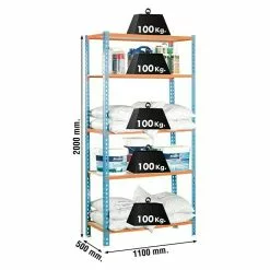 BAUHAUS Simonrack Maderclick Metallregal Super Plus L X B X H: 50 X 110 X 200 Cm, Traglast: 150 Kg/Boden, Anzahl Böden: 5, Stecken, Blau/Orange -Angebote Fliesen Store 12 8460