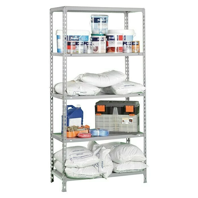 BAUHAUS Simonrack Simonclick Metallregal L X B X H: 40 X 90 X 180 Cm, Traglast: 150 Kg/Boden, Anzahl Böden: 5 Stk., Stecken, Silber 2 BAUHAUS Simonrack Simonclick Metallregal L X B X H: 40 X 90 X 180 Cm, Traglast: 150 Kg/Boden, Anzahl Böden: 5 Stk., Stecken, Silber – Bild 2