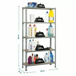 BAUHAUS Simonrack Maderclick Metallregal Plus L X B X H: 30 X 100 X 200 Cm, Traglast: 150 Kg/Boden, Anzahl Böden: 5, Stecken, Grau -Angebote Fliesen Store 12 8486