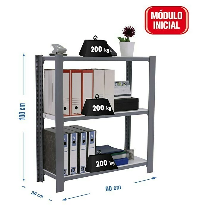 BAUHAUS Simonrack Simonoffice Aktenregal Grundelement L X B X H: 30 X 90 X 100 Cm, Traglast: 200 Kg/Boden, Anzahl Böden: 3, Grau 3 BAUHAUS Simonrack Simonoffice Aktenregal Grundelement L X B X H: 30 X 90 X 100 Cm, Traglast: 200 Kg/Boden, Anzahl Böden: 3, Grau – Bild 3