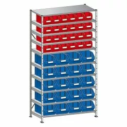 BAUHAUS Scholz System Metall-Sichtlagerkastenregal Grundelement S300 320 X 1.050 X 1.920 Mm, Traglast: 90 Kg/Boden, Stecken