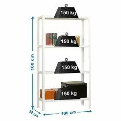 BAUHAUS Simonrack Homeclick Metallregal Plus L X B X H: 30 X 100 X 160 Cm, Traglast: 150 Kg/Boden, Anzahl Böden: 4 Stk., Stecken, Weiß -Angebote Fliesen Store 12 8515