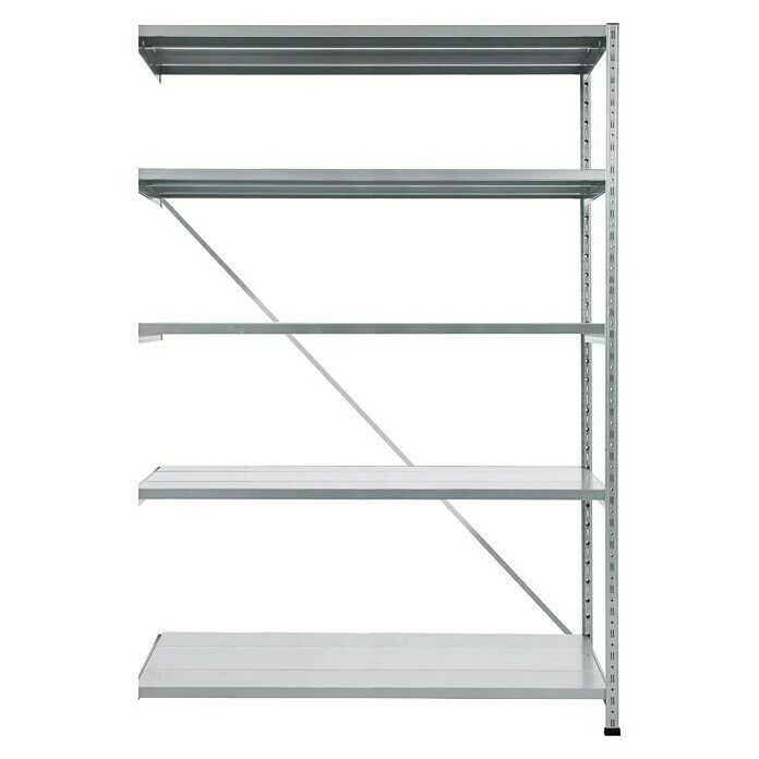BAUHAUS Scholz Metall-Lagerregal Anbauelement Länge: 600 Mm, Breite: 1.250 Mm, Höhe: 1.920 Mm, Traglast: 180 Kg/Boden, Anzahl Böden: 5 Stk. 1 BAUHAUS Scholz Metall-Lagerregal Anbauelement Länge: 600 Mm, Breite: 1.250 Mm, Höhe: 1.920 Mm, Traglast: 180 Kg/Boden, Anzahl Böden: 5 Stk.