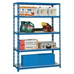 BAUHAUS Regalux Metall-Schwerlastregal XL L X B X H: 50 X 120 X 180 Cm, Traglast: 290 Kg/Boden, Anzahl Böden: 5 Stk., Stecken, Blau -Angebote Fliesen Store 12 8560
