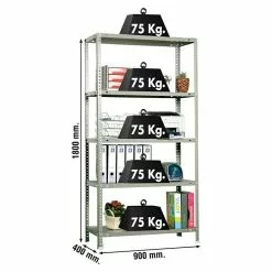 BAUHAUS Simonrack Simonclassic Metallregal Advantage L X B X H: 40 X 90 X 180 Cm, Traglast: 75 Kg/Boden, Anzahl Böden: 5 Stk., Schrauben, Grau -Angebote Fliesen Store 12 8565