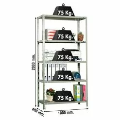BAUHAUS Simonrack Simonclassic Metallregal Advantage Plus L X B X H: 40 X 100 X 200 Cm, Traglast: 75 Kg/Boden, Anzahl Böden: 5 Stk., Schrauben, Grau -Angebote Fliesen Store 12 8585