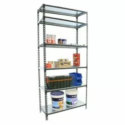 BAUHAUS Simonrack Simonclick Metallregal L X B X H: 30 X 90 X 250 Cm, Traglast: 180 Kg/Boden, Anzahl Böden: 6 Stk., Stecken, Anthrazit/Weiß -Angebote Fliesen Store 12 8592