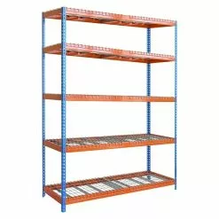 BAUHAUS Simonrack Ecoforte Metall-Schwerlastregal Rex L X B X H: 60 X 180 X 200 Cm, Traglast: 400 Kg/Boden, Anzahl Böden: 5 Stk., Stecken, Blau/Orange