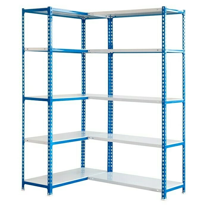 BAUHAUS Simonrack Simonclick Metall-Eckregal Simoncorner L X B X H: 40 X 100 X 180 Cm, Traglast: 80 Kg/Boden, Anzahl Böden: 10 Stk., Stecken, Blau/Weiß 1 BAUHAUS Simonrack Simonclick Metall-Eckregal Simoncorner L X B X H: 40 X 100 X 180 Cm, Traglast: 80 Kg/Boden, Anzahl Böden: 10 Stk., Stecken, Blau/Weiß