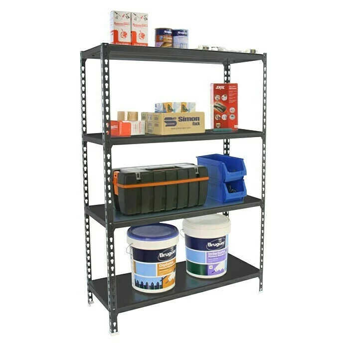 BAUHAUS Simonrack Simonclick Metallregal Mega L X B X H: 30 X 120 X 150 Cm, Traglast: 180 Kg/Boden, Anzahl Böden: 4 Stk., Stecken, Anthrazit 3 BAUHAUS Simonrack Simonclick Metallregal Mega L X B X H: 30 X 120 X 150 Cm, Traglast: 180 Kg/Boden, Anzahl Böden: 4 Stk., Stecken, Anthrazit – Bild 3