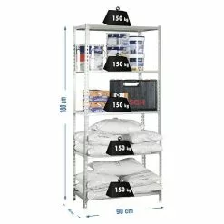 BAUHAUS Simonrack Maderclick Metallregal L X B X H: 40 X 90 X 180 Cm, Traglast: 150 Kg/Boden, Anzahl Böden: 5, Stecken, Silber -Angebote Fliesen Store 12 8627