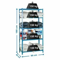 BAUHAUS Simonrack Maderclick Metallregal L X B X H: 40 X 90 X 180 Cm, Traglast: 150 Kg/Boden, Anzahl Böden: 5, Stecken, Blau -Angebote Fliesen Store 12 8636
