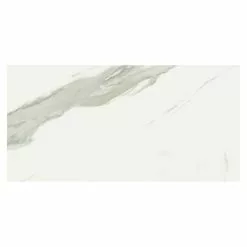 BAUHAUS Feinsteinzeugfliese Torino Bianco 60 X 120 Cm, Weiß/Grau, Glänzend