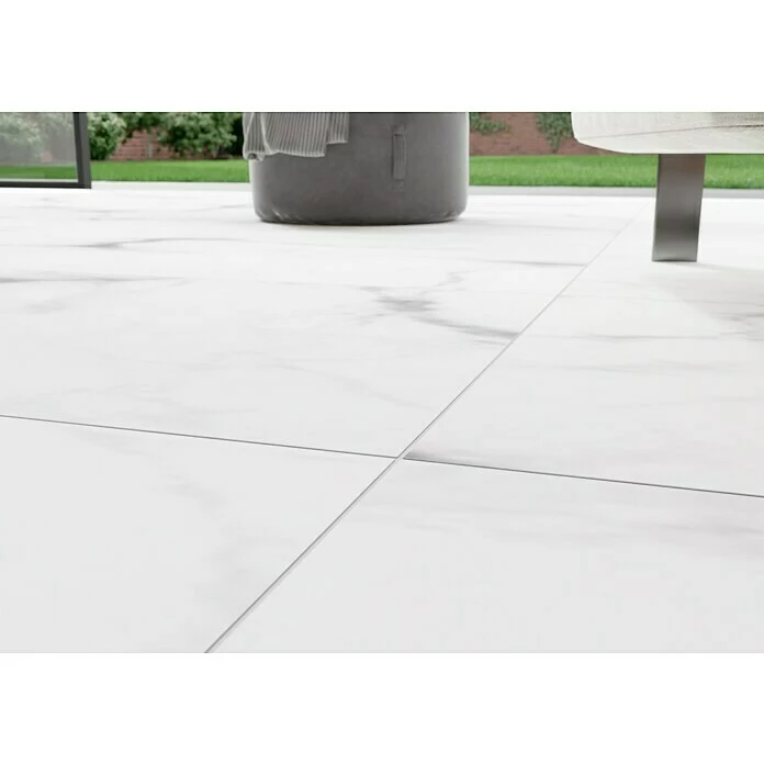 BAUHAUS Feinsteinzeugfliese Torino Bianco 60 X 120 Cm, Weiß/Grau, Glänzend 3 BAUHAUS Feinsteinzeugfliese Torino Bianco 60 X 120 Cm, Weiß/Grau, Glänzend – Bild 3