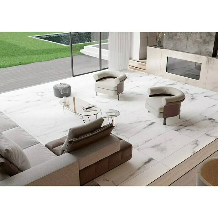 BAUHAUS Feinsteinzeugfliese Torino Bianco 60 X 120 Cm, Weiß/Grau, Glänzend 5 BAUHAUS Feinsteinzeugfliese Torino Bianco 60 X 120 Cm, Weiß/Grau, Glänzend – Bild 5