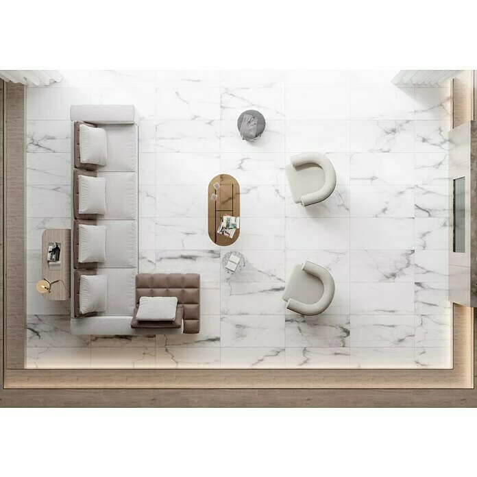 BAUHAUS Feinsteinzeugfliese Torino Bianco 60 X 120 Cm, Weiß/Grau, Glänzend 6 BAUHAUS Feinsteinzeugfliese Torino Bianco 60 X 120 Cm, Weiß/Grau, Glänzend – Bild 6